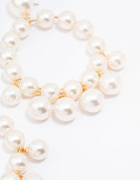 Gold Smooth Pearl Circular Drop Earrings - link has visual effect only