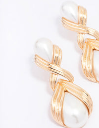 Gold Pearl Antique Drop Earrings - link has visual effect only