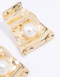 Gold Wrapped Pearl Large Stud Earrings - link has visual effect only