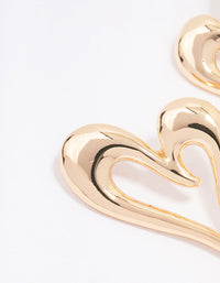 Gold Large Heart Outline Stud Earrings - link has visual effect only