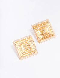 Gold Maze Square Stud Earrings - link has visual effect only