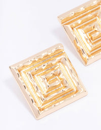 Gold Maze Square Stud Earrings - link has visual effect only