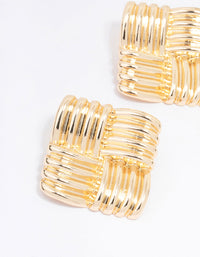 Gold Square Wrap Stud Earrings - link has visual effect only