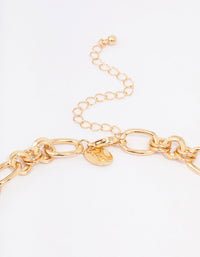 Gold Round Link Diamante T&O Necklace - link has visual effect only