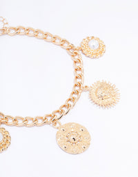 Gold Coin & Pearl Choker Necklace - link has visual effect only