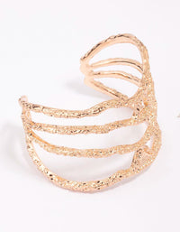 Gold Textured Metal Organic Wrist Cuff - link has visual effect only