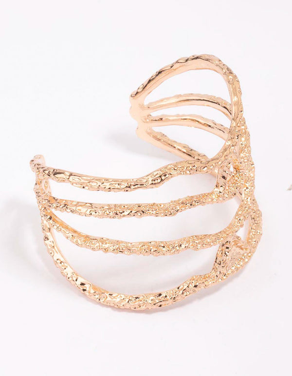 Gold Textured Metal Organic Wrist Cuff