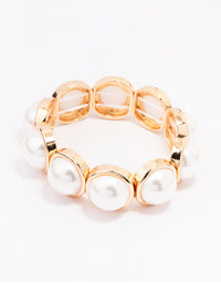 Gold & Pearl Circular Bracelet - link has visual effect only