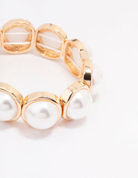 Gold & Pearl Circular Bracelet - link has visual effect only