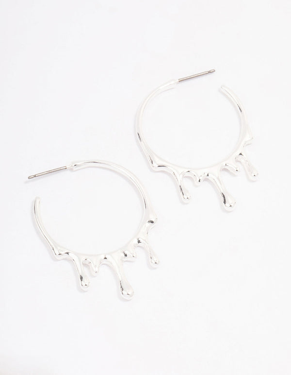 Silver Melting Hoop Earrings