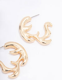 Gold Metal Flame Hoop Earrings - link has visual effect only