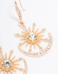 Gold Sunburst Drop Earrings - link has visual effect only