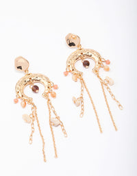 Gold Crescent Stone Drop Earrings - link has visual effect only