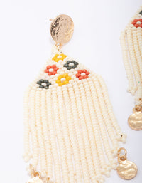 Gold Beaded Fringe Drop Earrings - link has visual effect only