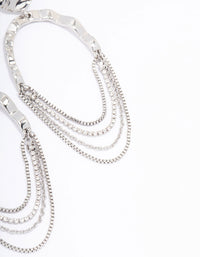 Rhodium Round Hanging Chain Drop Earrings - link has visual effect only