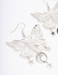 Rhodium Butterfly Moon Drop Earrings - link has visual effect only