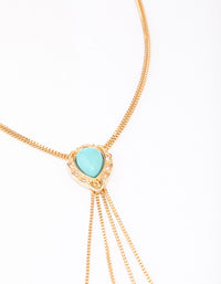 Gold Turquoise Stone Bolo Chain Necklace - link has visual effect only