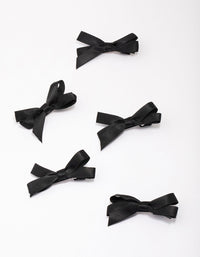 Black Mini Satin Hair Bow Clips 5-Pack - link has visual effect only