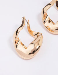 Gold Curb Link Hoop Earrings - link has visual effect only