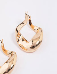 Gold Curb Link Hoop Earrings - link has visual effect only