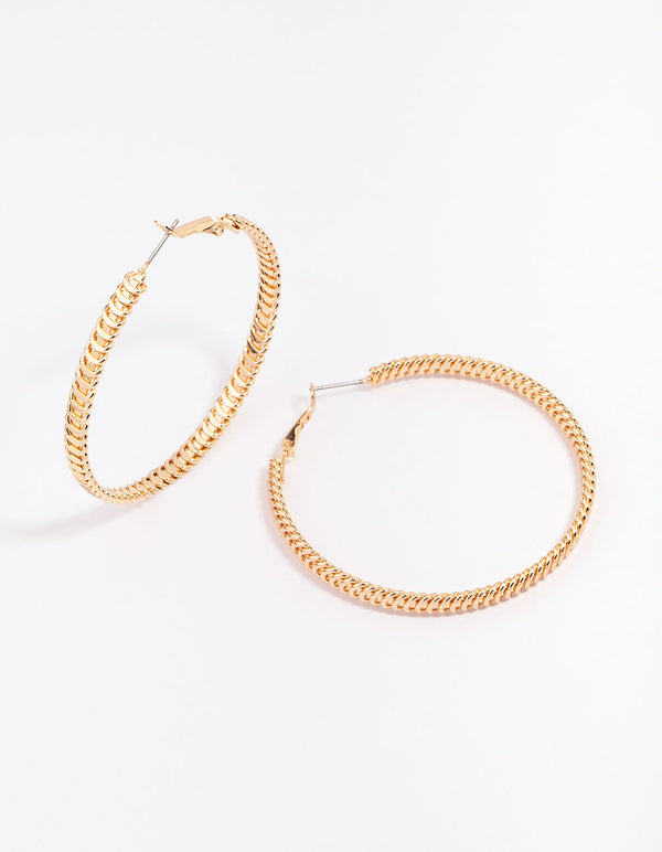 Gold Flat Coil Hoop Earrings