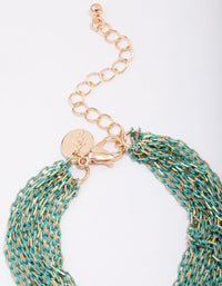 Gold & Green Layered Chain Bracelet - link has visual effect only