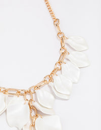 Gold White Iridescent Petal Statement Necklace - link has visual effect only