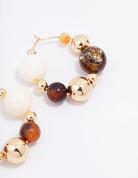 Gold Chunky Neutral Beaded Hoop Earrings - link has visual effect only