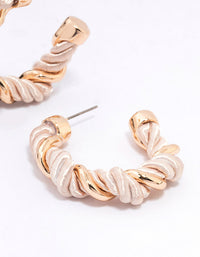 Gold Fabric Twisted Fabric Hoop Earrings - link has visual effect only