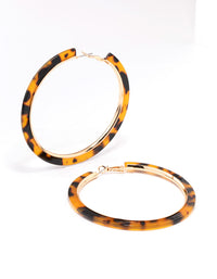 Gold Tortoiseshell Large Hoop Earrings - link has visual effect only