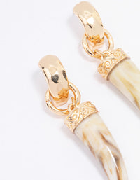 Gold Acrylic Marble Tusk Drop Earrings - link has visual effect only