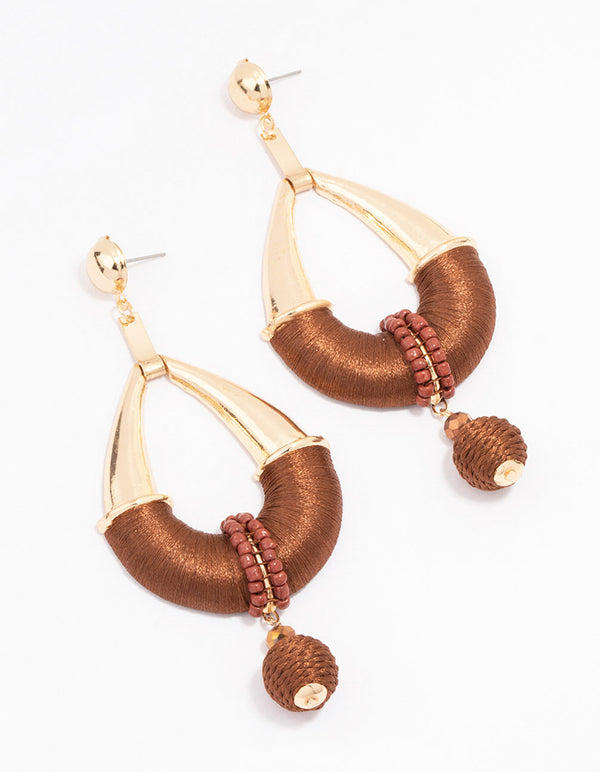 Gold & Brown Drop Earrings