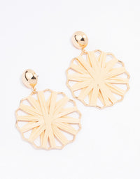 Gold Raffia Wrapped Drop Earrings - link has visual effect only