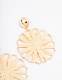 Gold Raffia Wrapped Drop Earrings - link has visual effect only