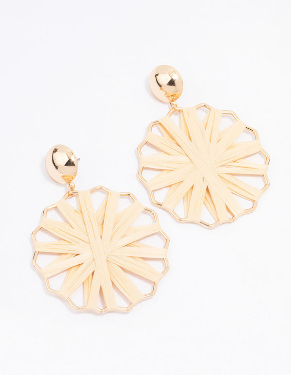 Gold Raffia Wrapped Drop Earrings