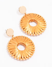 Gold Orange Raffia Circle Drop Earrings - link has visual effect only