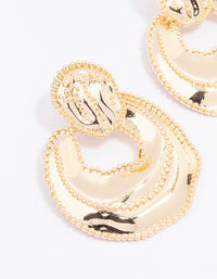 Gold Hammered Interlocking Drop Earrings - link has visual effect only