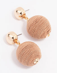 Gold Neutral Thread Ball Drop Earrings - link has visual effect only