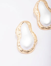 Gold Hammered Organic Pearl Stud Earrings - link has visual effect only