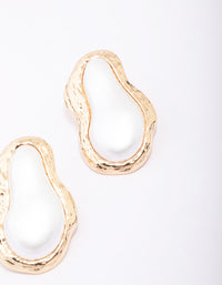 Gold Hammered Organic Pearl Stud Earrings - link has visual effect only