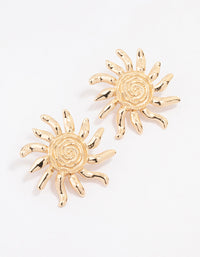 Gold Sun Statement Stud Earrings - link has visual effect only