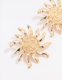 Gold Sun Statement Stud Earrings - link has visual effect only