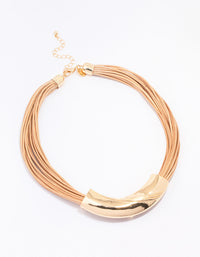 Gold Rope Textured Molten Statement Necklace - link has visual effect only