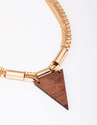 Gold Wooden Triangular Statement Necklace - link has visual effect only