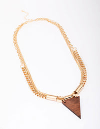 Gold Wooden Triangular Statement Necklace - link has visual effect only