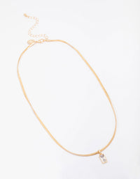 Gold Plated Classic Cubic Zirconia Baguette Pendant Necklace - link has visual effect only