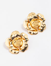 Gold Plated Rose Large Stud Earrings - link has visual effect only