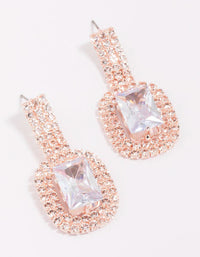 Rose Gold Emerald-Cut Diamante Drop Earrings - link has visual effect only