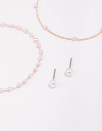 Rose Gold Ball & Pearl Jewellery Set - link has visual effect only