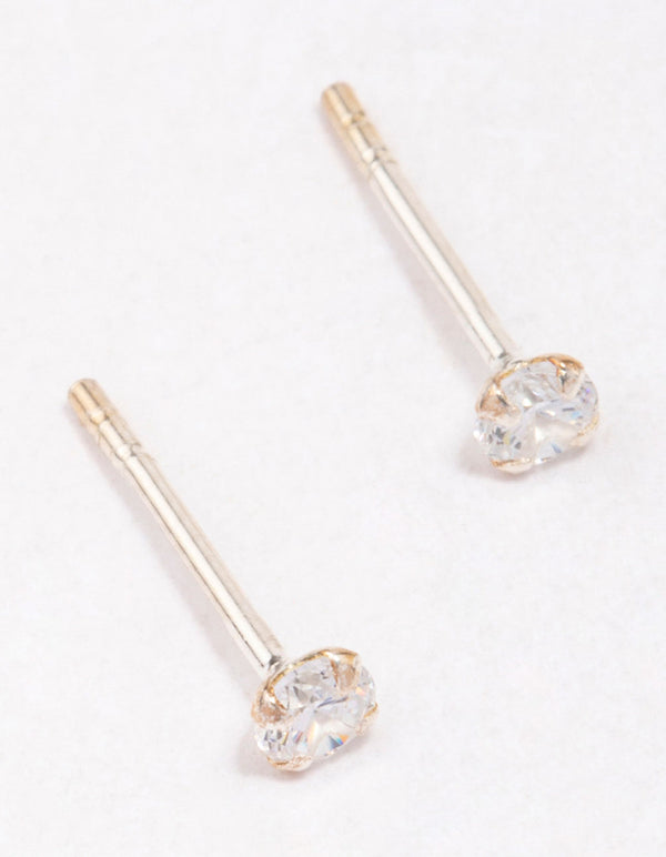 Sterling Silver Baby Cubic Zirconia Stud Earrings